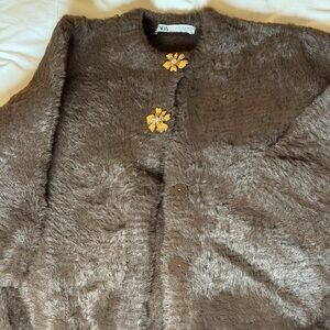 Zara Brown Faux Fur Sweater